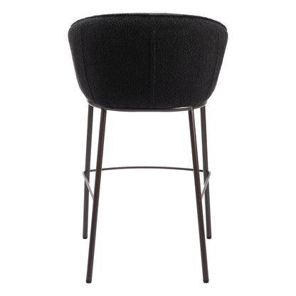 30" Black And Bronze Shearling And Steel Bar Height Bar Chair - Loft&Timber
