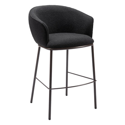 30" Black And Bronze Shearling And Steel Bar Height Bar Chair - Loft&Timber