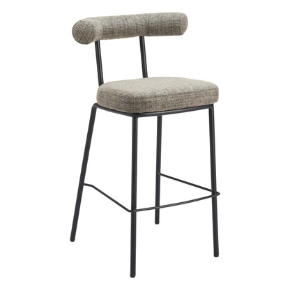 30" Green and Black Chenille and Steel Low Back Bar Height Bar Chair - Loft&Timber