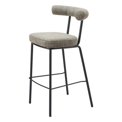 30" Green and Black Chenille and Steel Low Back Bar Height Bar Chair - Loft&Timber