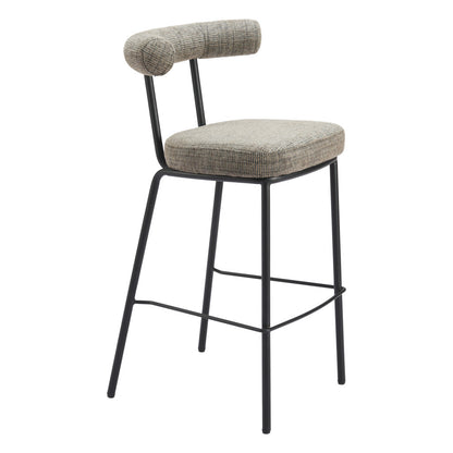 30" Green and Black Chenille and Steel Low Back Bar Height Bar Chair - Loft&Timber