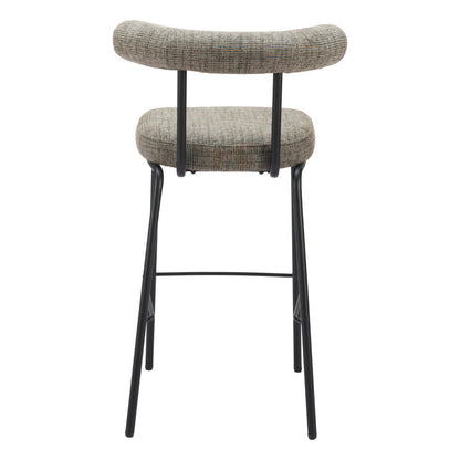 30" Green and Black Chenille and Steel Low Back Bar Height Bar Chair - Loft&Timber