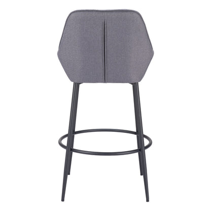 Set of Two 30" Gray And Black Fabric And Steel Bar Height Bar Chairs - Loft&Timber
