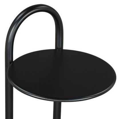 22" Black And White Iron And Marble Round C Table End Table - Loft&Timber