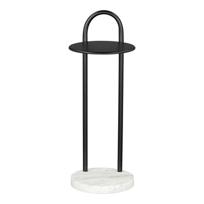 22" Black And White Iron And Marble Round C Table End Table - Loft&Timber