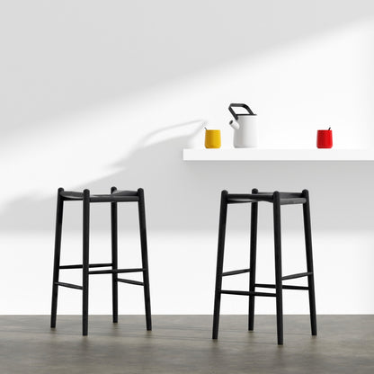 31" Black Rush and Solid Wood Backless Bar Height Bar Chair-8