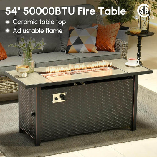 10 Piece Outdoor Patio Furniture Set with Fire Pit - Loft&Timber