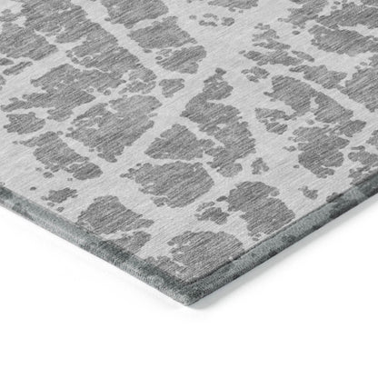 8' Runner Charcoal Abstract Washable Non Skid Indoor Outdoor Runner Rug - Loft&Timber