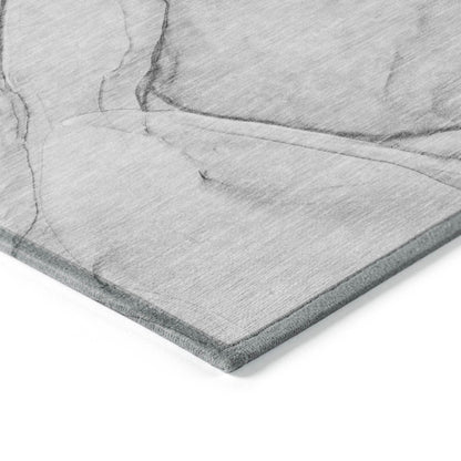 8' Runner Gray Abstract Washable Non Skid Indoor Outdoor Runner Rug - Loft&Timber