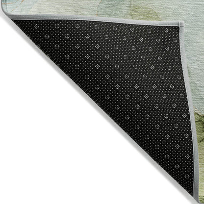 8' Runner Blue Abstract Washable Non Skid Indoor Outdoor Runner Rug - Loft&Timber