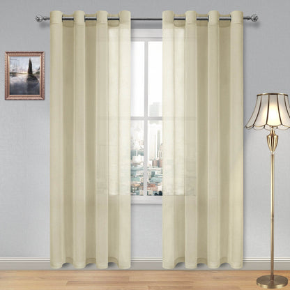 Custom Curtains: Faux Linen Sheer Curtains, Set of 2 Panels - Loft&Timber