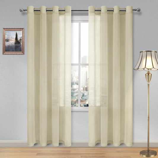 Custom Curtains: Faux Linen Sheer Curtains, Set of 2 Panels - Loft&Timber