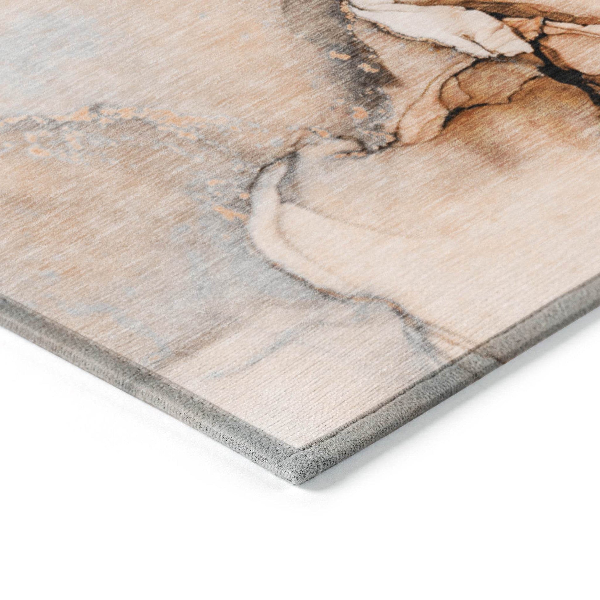 8' Runner Orange Abstract Washable Non Skid Indoor Outdoor Runner Rug - Loft&Timber