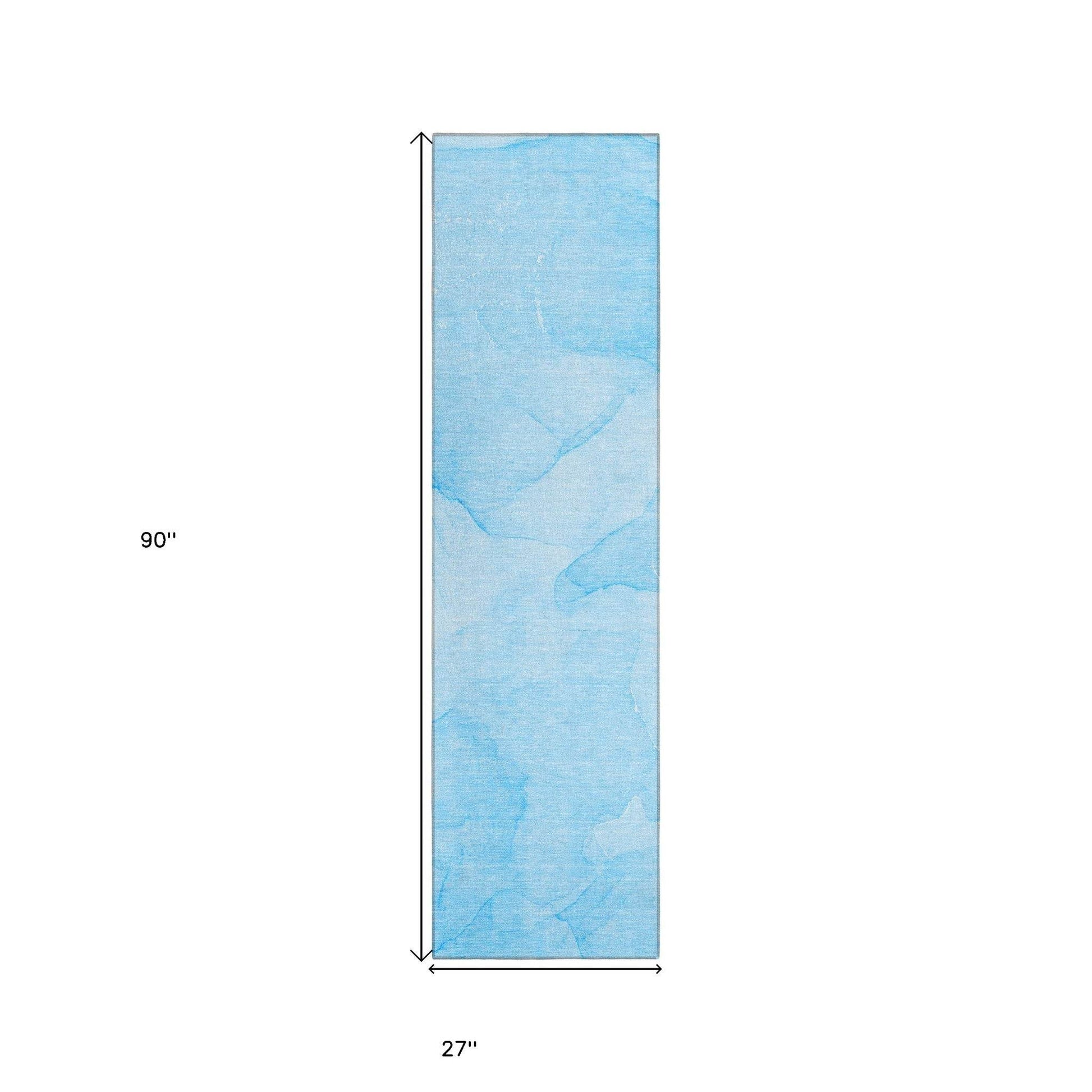 8' Runner Blue Abstract Washable Non Skid Indoor Outdoor Runner Rug - Loft&Timber