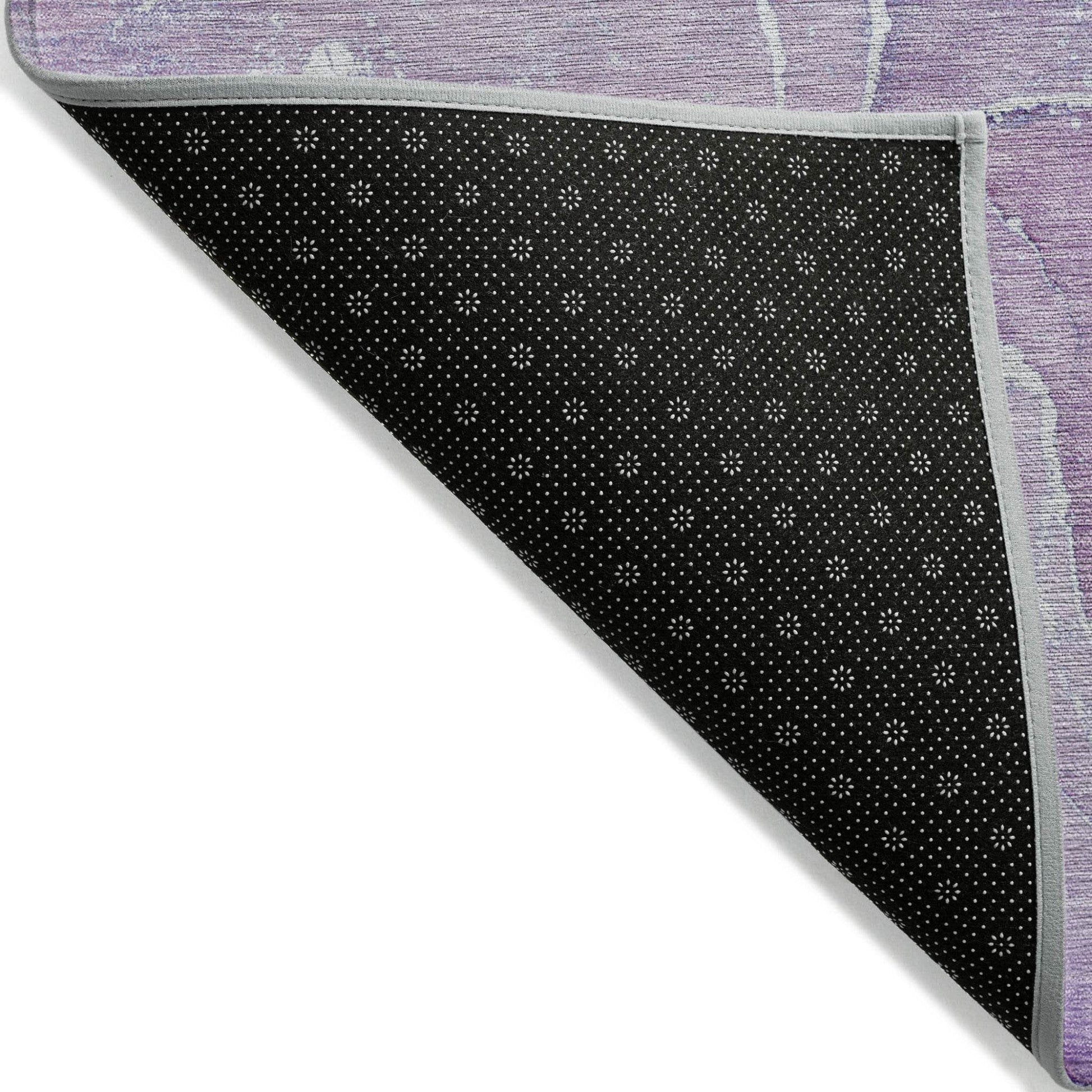 2' X 3' Purple Abstract Washable Non Skid Indoor Outdoor Area Rug - Loft&Timber