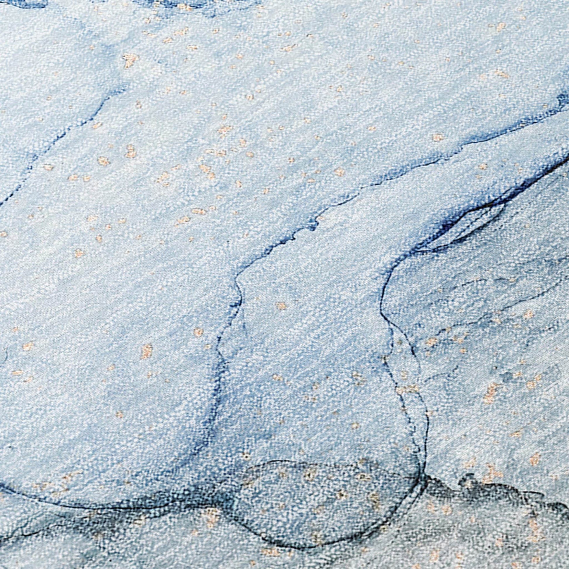 8' Runner Blue Abstract Washable Non Skid Indoor Outdoor Runner Rug - Loft&Timber