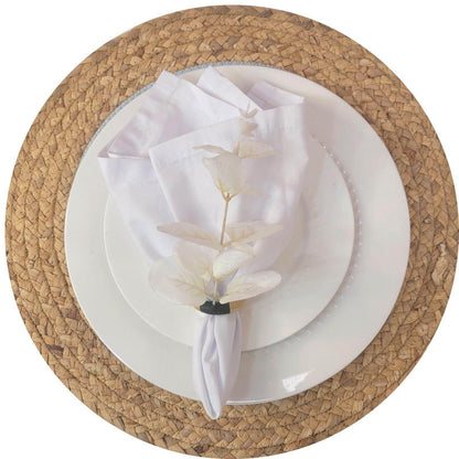Set of 4 White Leaf Eucalyptus Napkin RingsRustic Napkin Ring, Minimalist Tabledecor, Oriental Tabledeco - Loft&Timber