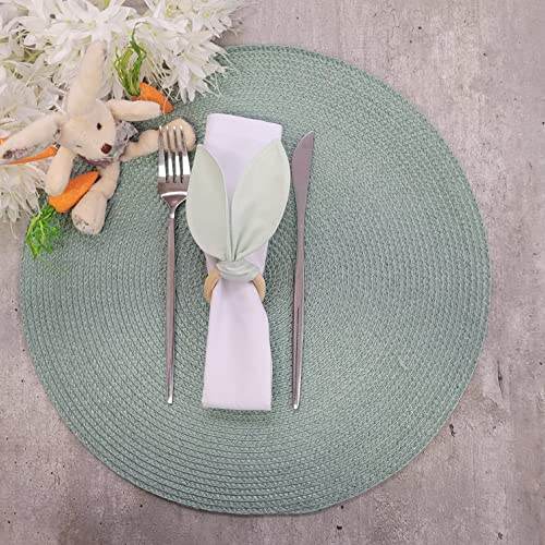 Maison Charlo | Set of 4 Water Green Bunny Ears Napkin Rings | Easter Decorations for Table - Loft&Timber