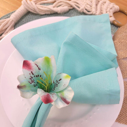 Maison Charlô | Set of 12 Turquoise Small Astromelia Napkin Rings - Loft&Timber