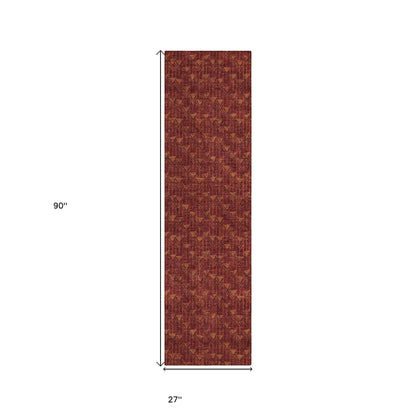 8' Runner Burgundy Geometric Washable Non Skid Indoor Outdoor Runner Rug - Loft&Timber