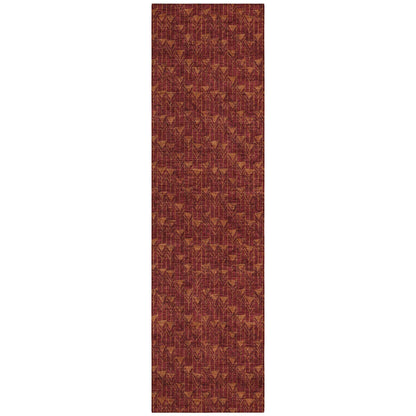 8' Runner Burgundy Geometric Washable Non Skid Indoor Outdoor Runner Rug - Loft&Timber