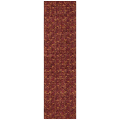 8' Runner Burgundy Geometric Washable Non Skid Indoor Outdoor Runner Rug - Loft&Timber