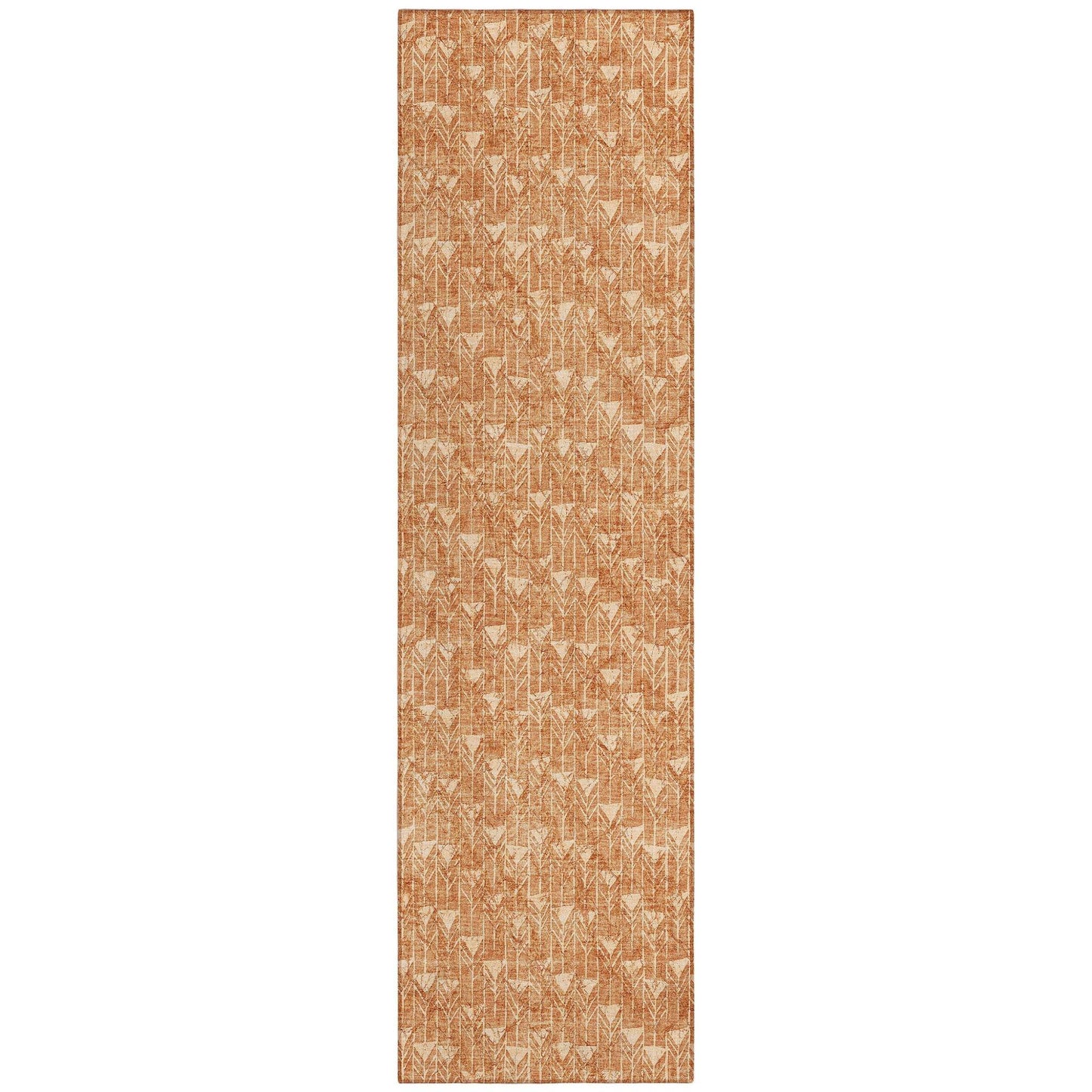 8' Runner Bronze Geometric Washable Non Skid Indoor Outdoor Runner Rug - Loft&Timber