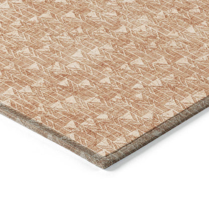8' Runner Bronze Geometric Washable Non Skid Indoor Outdoor Runner Rug - Loft&Timber