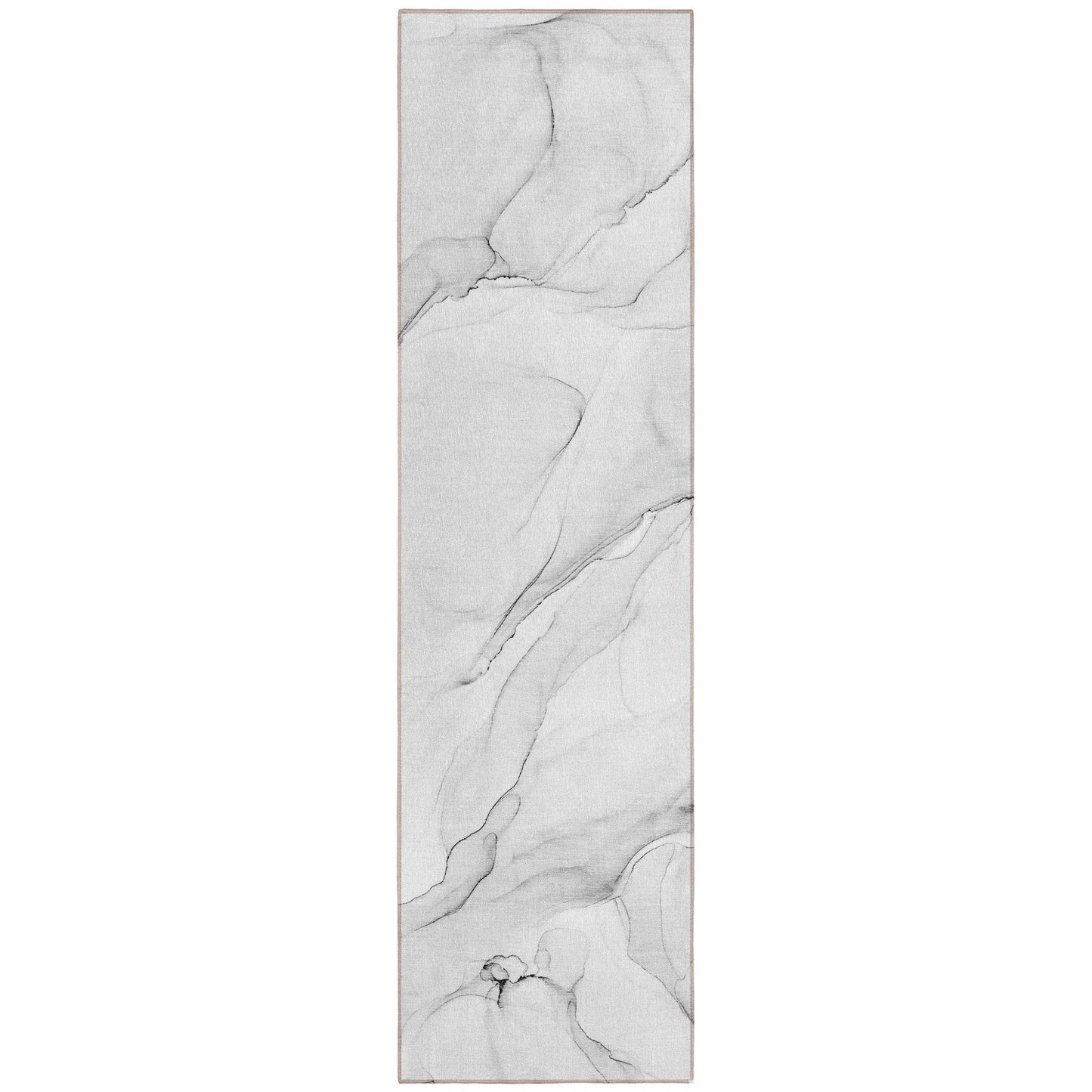 8' Runner Gray Abstract Washable Non Skid Indoor Outdoor Runner Rug - Loft&Timber