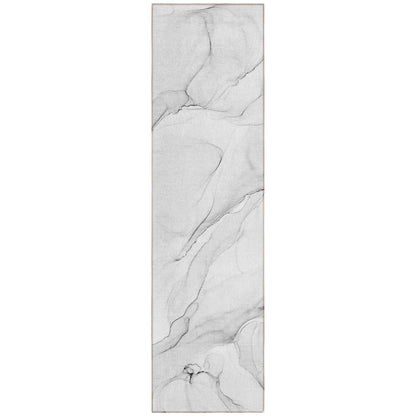 8' Runner Gray Abstract Washable Non Skid Indoor Outdoor Runner Rug - Loft&Timber