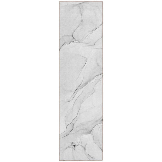 8' Runner Gray Abstract Washable Non Skid Indoor Outdoor Runner Rug - Loft&Timber