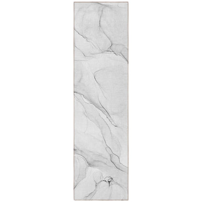 8' Runner Gray Abstract Washable Non Skid Indoor Outdoor Runner Rug - Loft&Timber