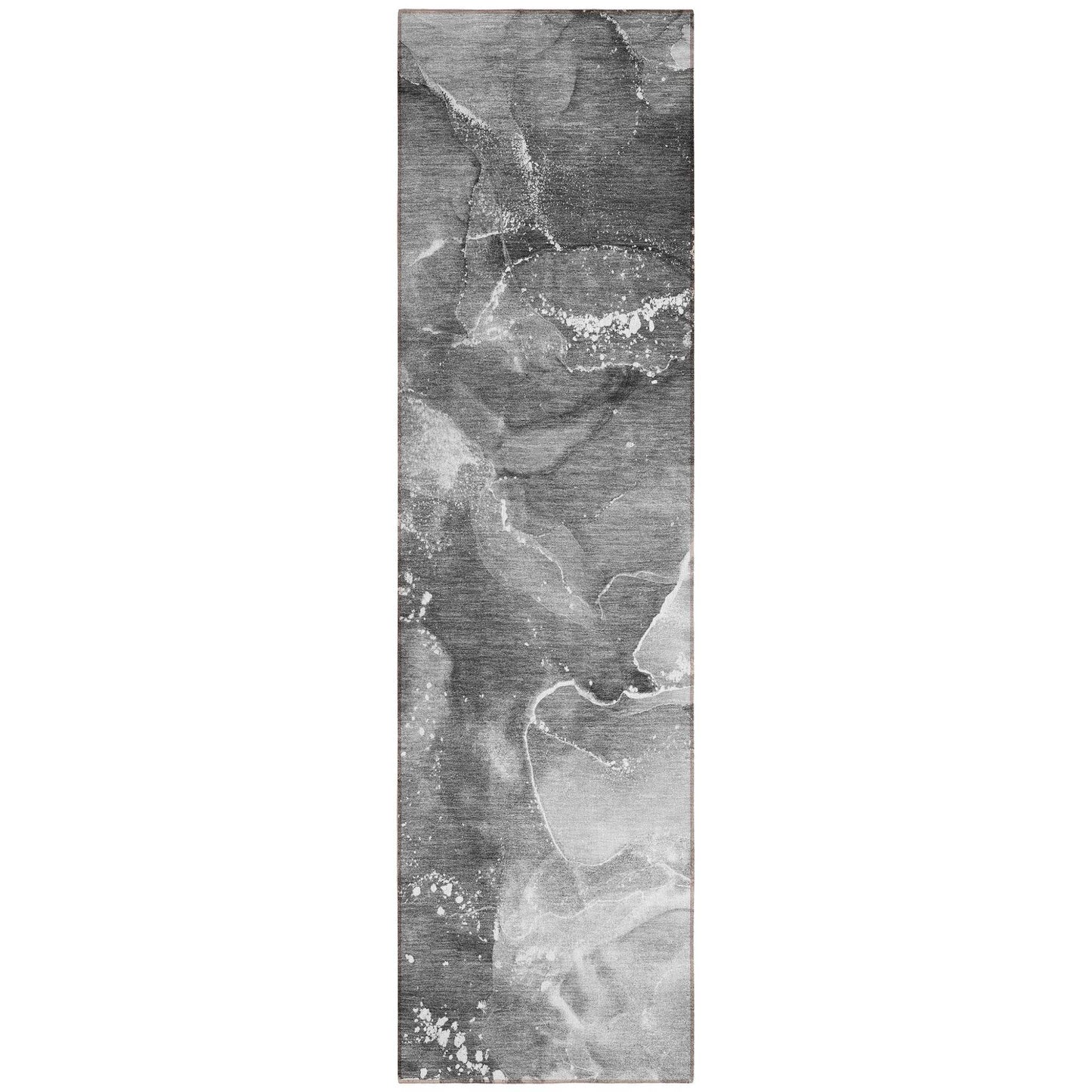 8' Runner Gray Abstract Washable Non Skid Indoor Outdoor Runner Rug - Loft&Timber