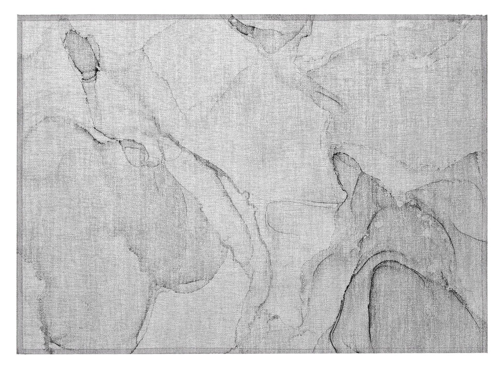 2' X 3' Silver Abstract Washable Non Skid Indoor Outdoor Area Rug - Loft&Timber