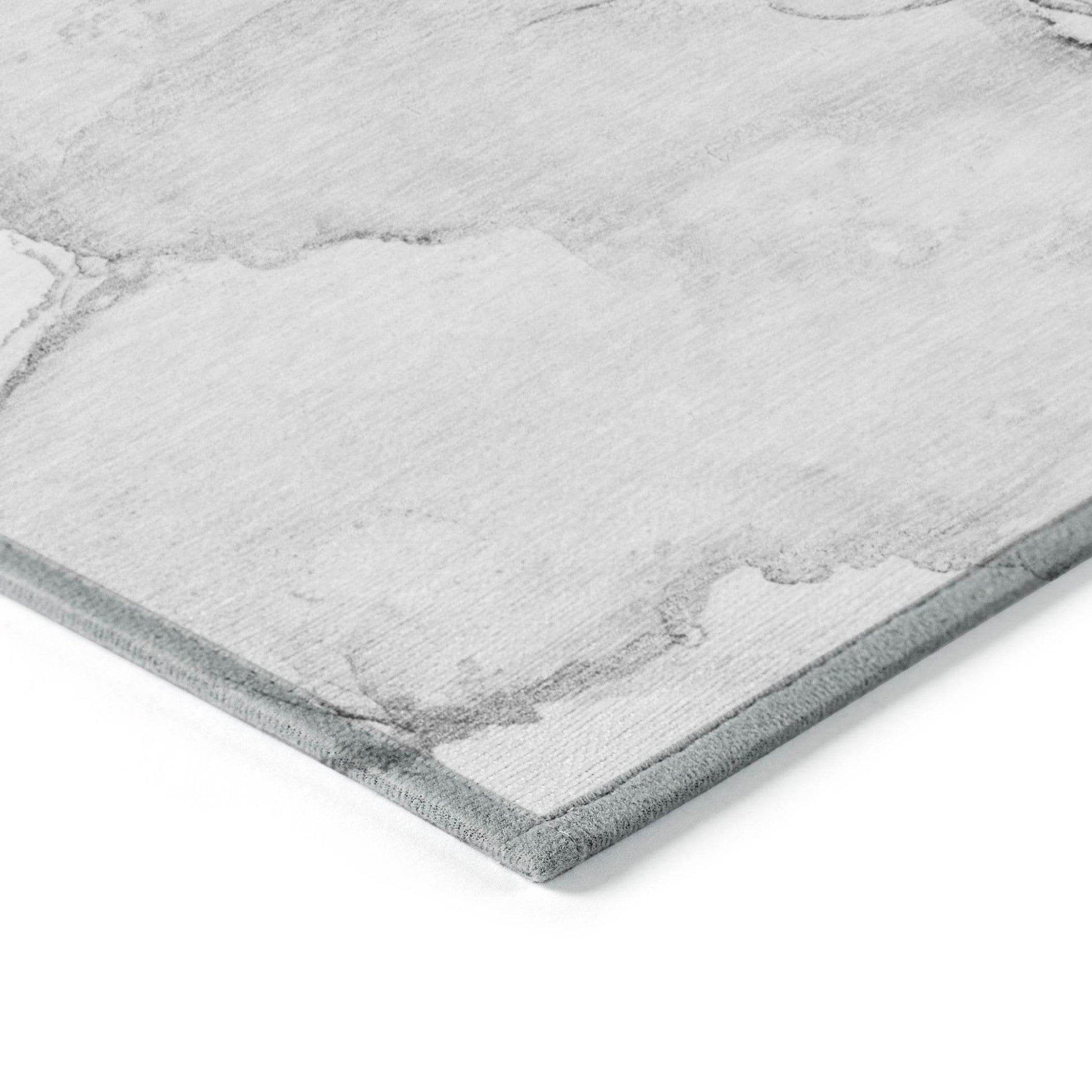 2' X 3' Silver Abstract Washable Non Skid Indoor Outdoor Area Rug - Loft&Timber