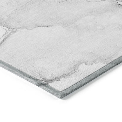 2' X 3' Silver Abstract Washable Non Skid Indoor Outdoor Area Rug - Loft&Timber