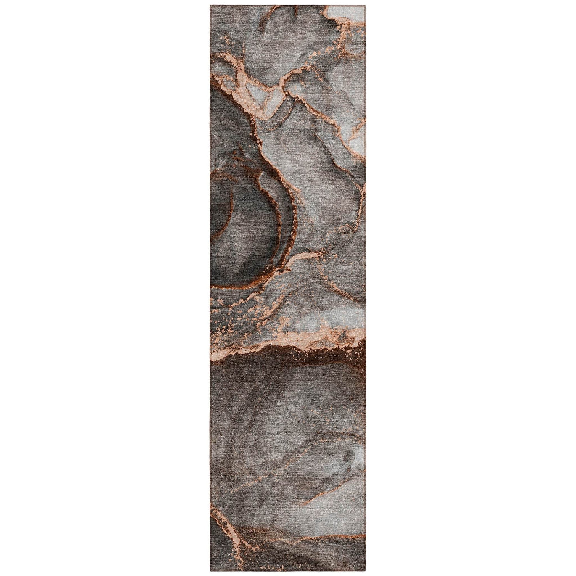 8' Runner Peach Abstract Washable Non Skid Indoor Outdoor Runner Rug - Loft&Timber