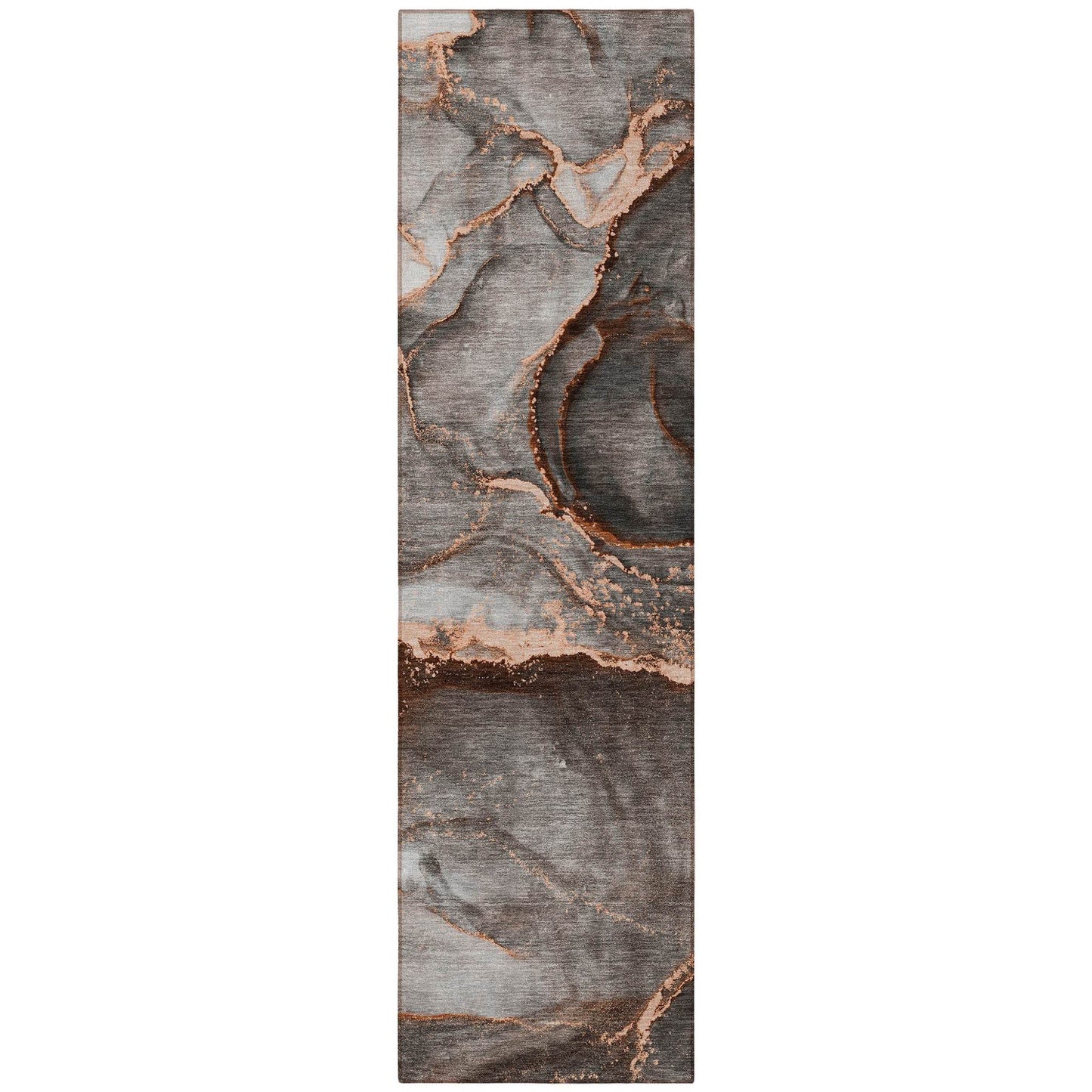 8' Runner Peach Abstract Washable Non Skid Indoor Outdoor Runner Rug - Loft&Timber