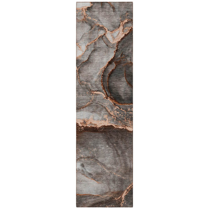 8' Runner Peach Abstract Washable Non Skid Indoor Outdoor Runner Rug - Loft&Timber