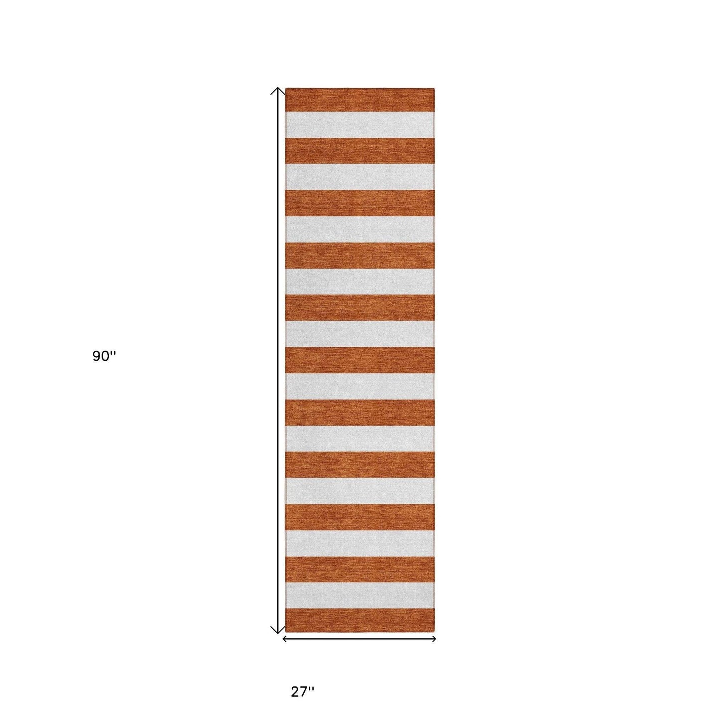 8' Runner Orange Striped Washable Non Skid Indoor Outdoor Runner Rug - Loft&Timber