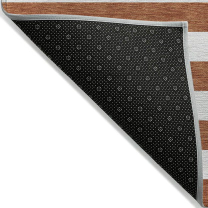 8' Runner Orange Striped Washable Non Skid Indoor Outdoor Runner Rug - Loft&Timber