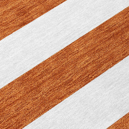 8' Runner Orange Striped Washable Non Skid Indoor Outdoor Runner Rug - Loft&Timber