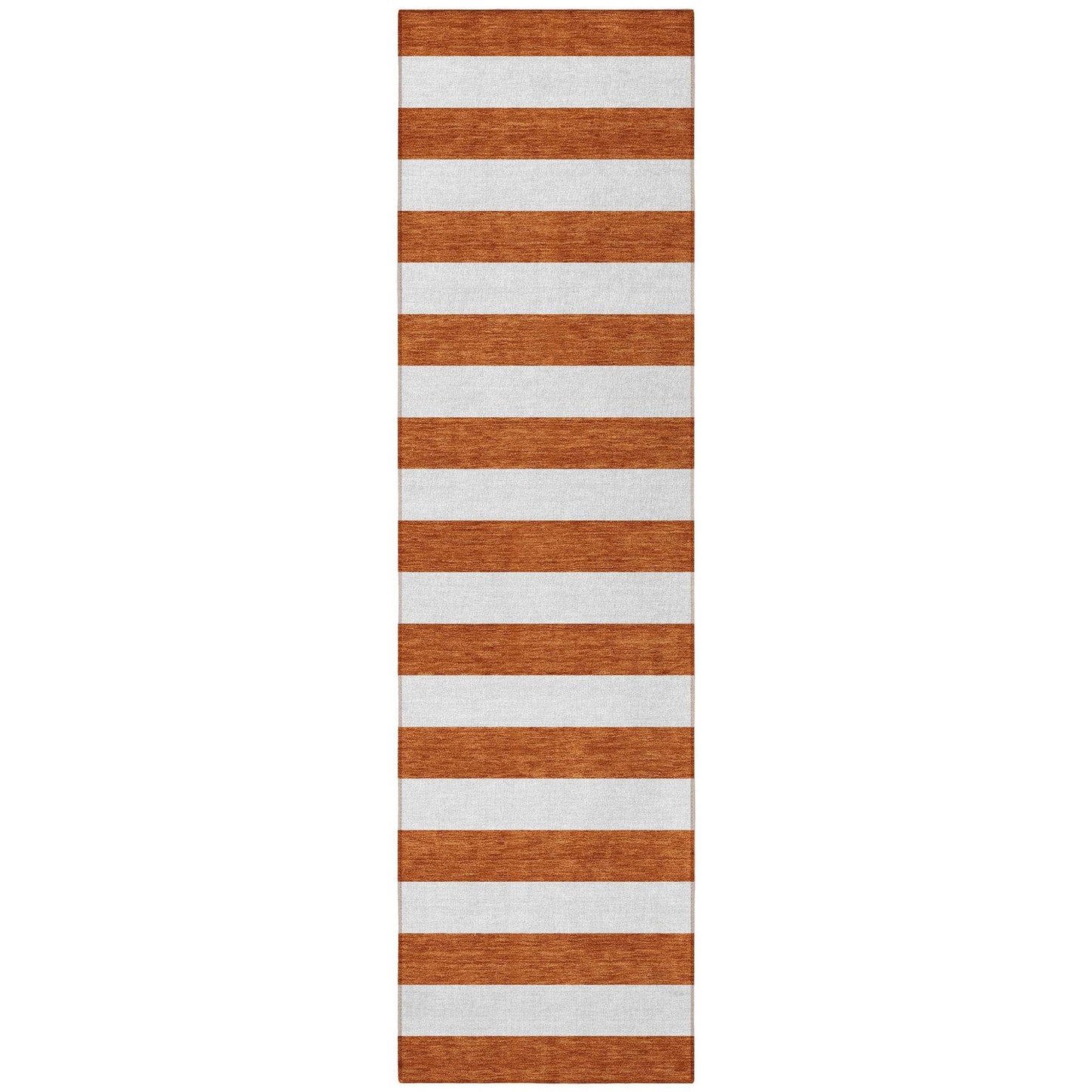 8' Runner Orange Striped Washable Non Skid Indoor Outdoor Runner Rug - Loft&Timber
