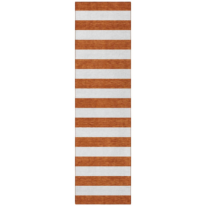 8' Runner Orange Striped Washable Non Skid Indoor Outdoor Runner Rug - Loft&Timber