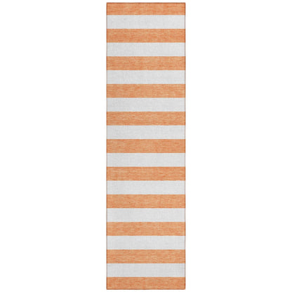 2' X 8' Salmon Striped Washable Indoor Outdoor Runner Rug - Loft&Timber