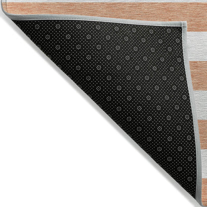 2' X 8' Salmon Striped Washable Indoor Outdoor Runner Rug - Loft&Timber