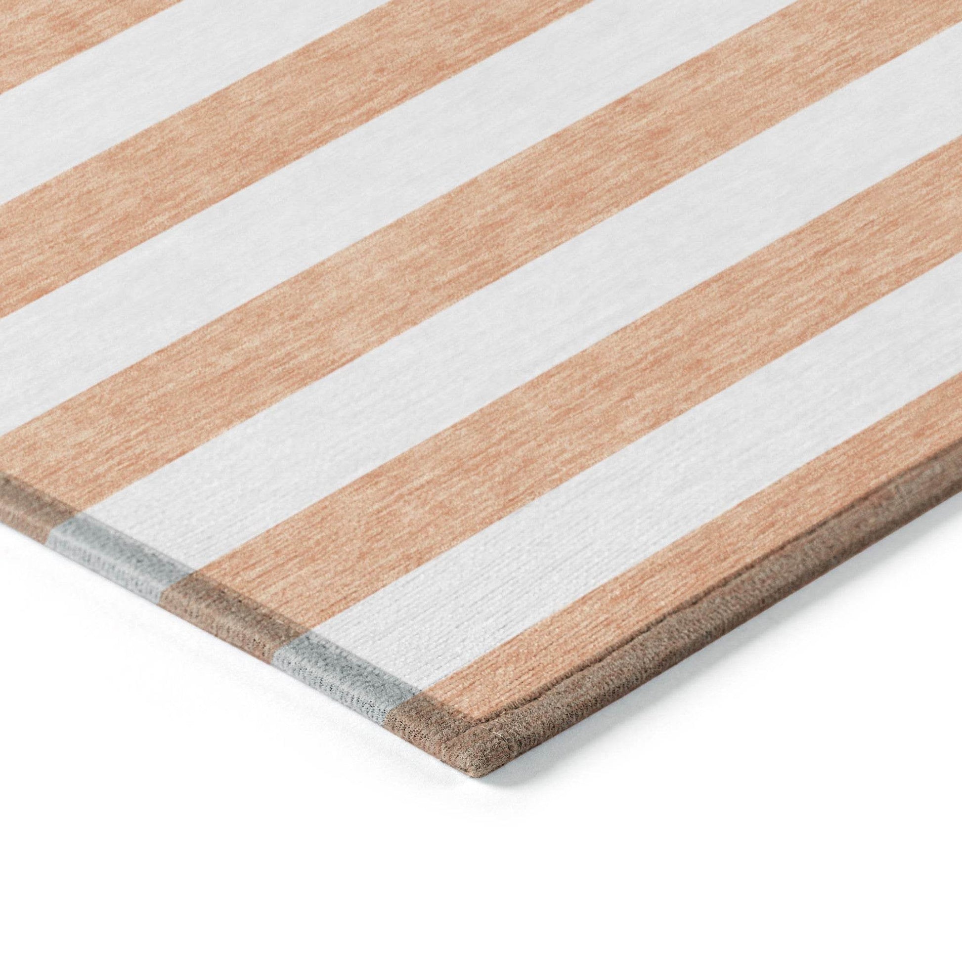 2' X 8' Salmon Striped Washable Indoor Outdoor Runner Rug - Loft&Timber