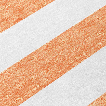2' X 8' Salmon Striped Washable Indoor Outdoor Runner Rug - Loft&Timber