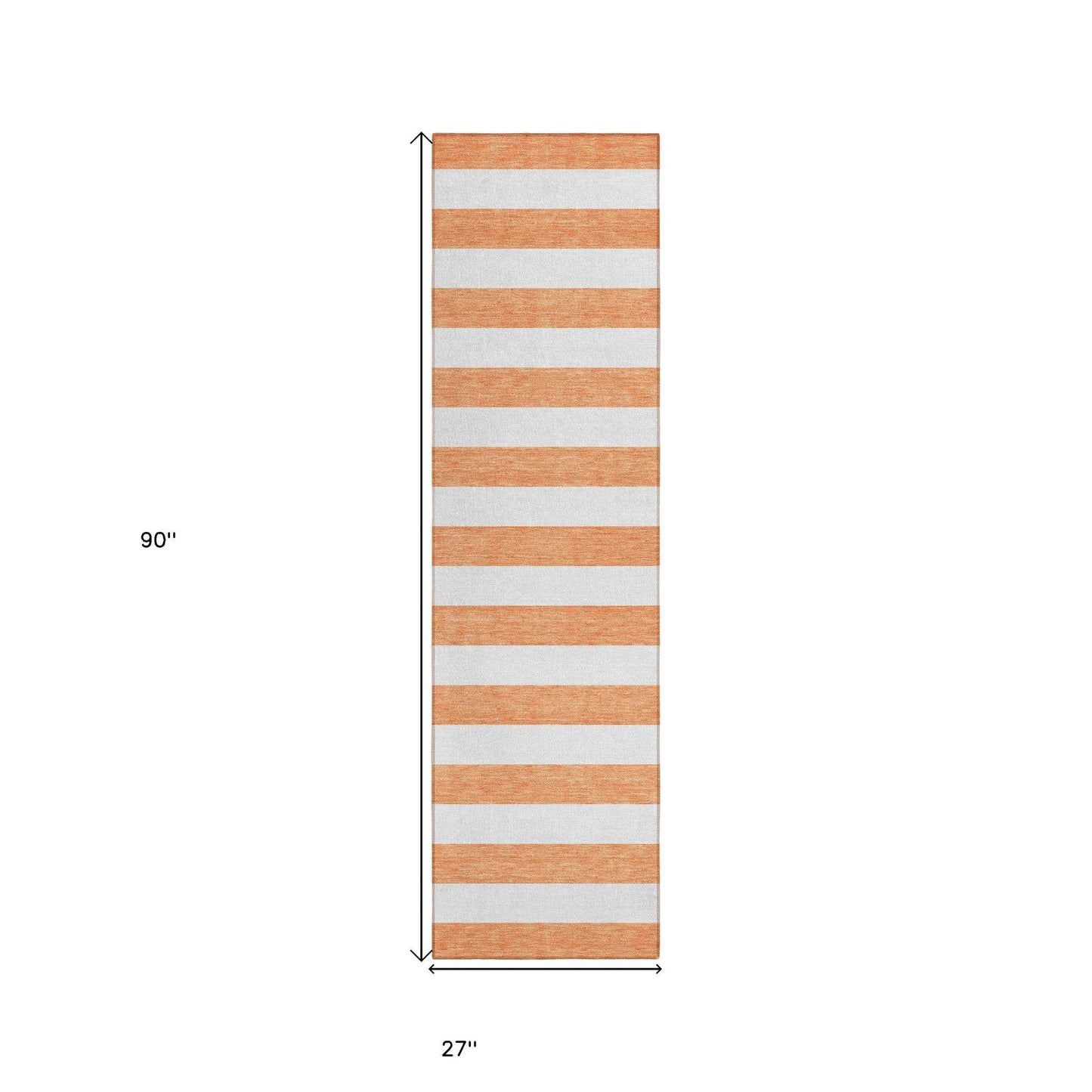 2' X 8' Salmon Striped Washable Indoor Outdoor Runner Rug - Loft&Timber