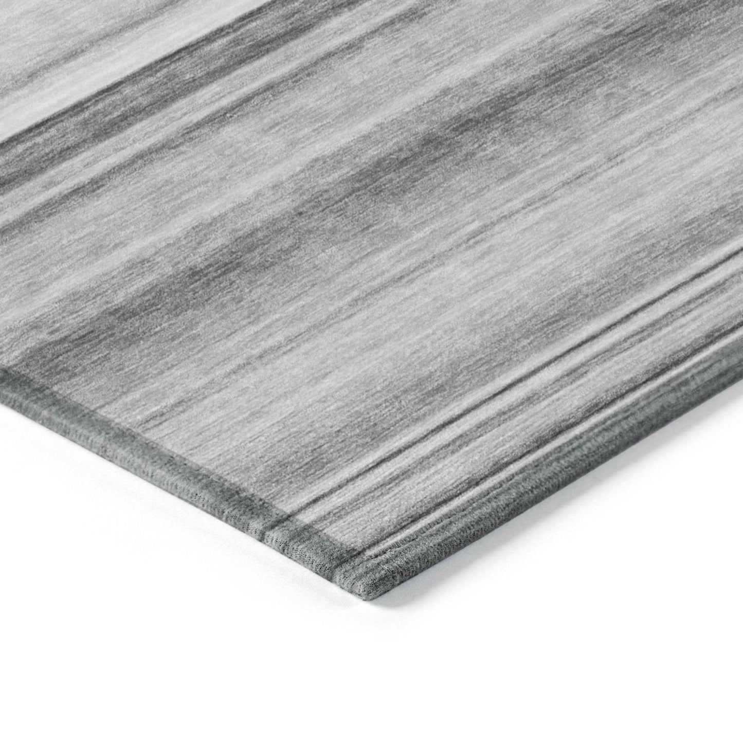 8' Runner Gray Striped Washable Non Skid Indoor Outdoor Runner Rug - Loft&Timber